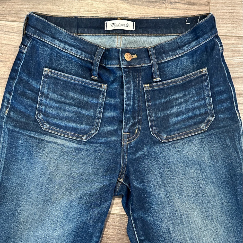 Madewell Cali Demi Boot Patch Pocket Jeans in Dermott Wash Size 28 - Picture 7 of 11